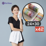 레아하브(ReAhav) 일회용 압축 포켓 코인 티슈 개별포장 휴대용 42매 24x30cm